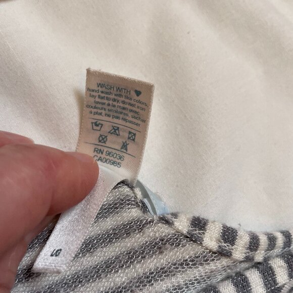 Eberjey French Terry Top Size Large Striped White Gray Dolman Long Sleeves - Picture 11 of 11